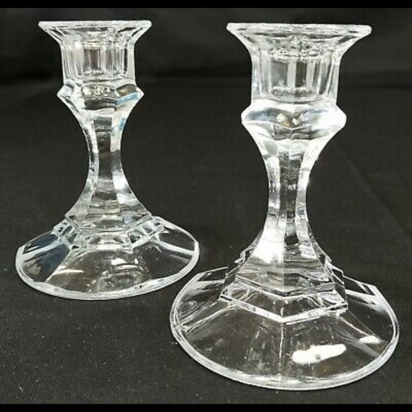 Crystal set of 4 candle stick holders set a four new in box - Picture 2 of 7